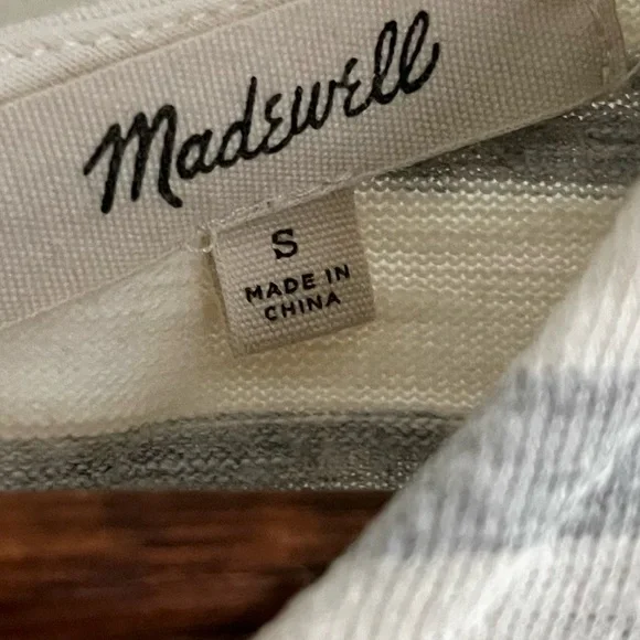 Madewell Button Back Striped T-Shirt Dress Small - Picture 7 of 8